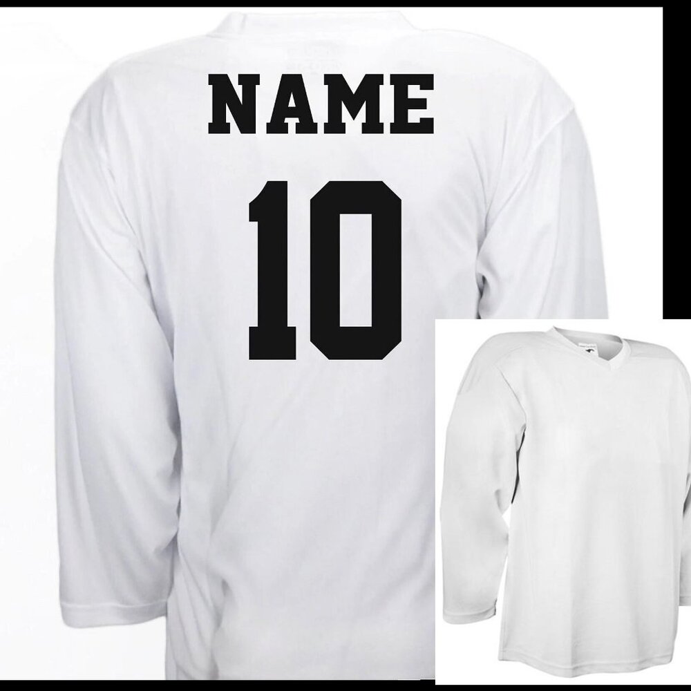 Hockey jersey custom made with your name and number on the back.